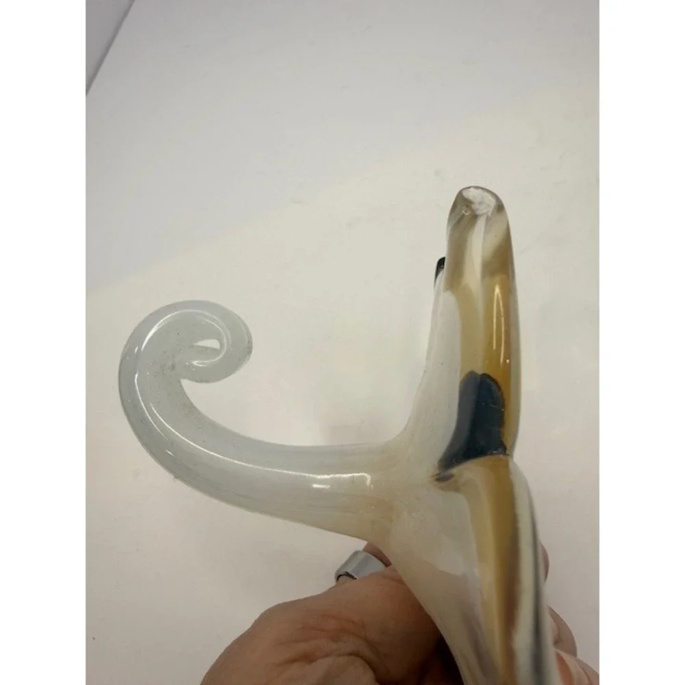 Murano Glass Lilly shaped flower curved stem paper weight White Italy Glass - Picture 7 of 7